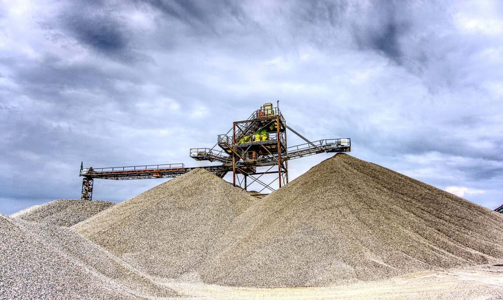 gravel plant, open pit mining, raw materials